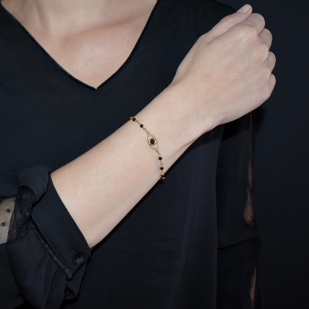 Bracelet pierre oeil de tigre en acier pour Femme – Lilloubella Paris